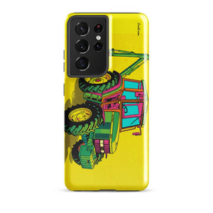 Furrow & Fields Tough case for Samsung® Glossy / Samsung Galaxy S21 Ultra John Deere 6910 with Hedge Cutter Pop Art | Tough case for Samsung® Quality Farmers Merch