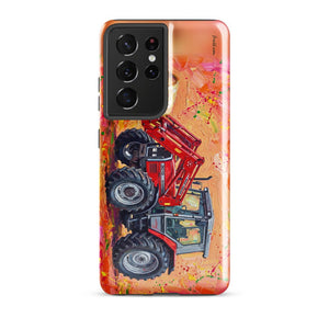 Furrow & Fields Tough case for Samsung® Glossy / Samsung Galaxy S21 Ultra Massey Ferguson 3070 Autotronic Splash Art | Tough case for Samsung® Quality Farmers Merch