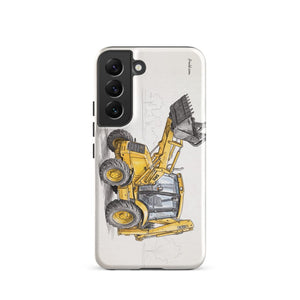Furrow & Fields Tough case for Samsung® Glossy / Samsung Galaxy S22 JCB 3CX Sitemaster SRS Pencil Sketch | Tough case for Samsung® Quality Farmers Merch