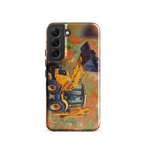 Furrow & Fields Tough case for Samsung® Glossy / Samsung Galaxy S22 JCB 3CX Sitemaster SRS Splash Art | Tough case for Samsung® Quality Farmers Merch