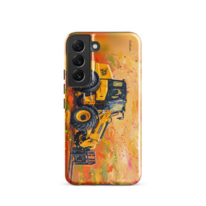 Furrow & Fields Tough case for Samsung® Glossy / Samsung Galaxy S22 JCB TM420 Splash Art | Tough case for Samsung® Quality Farmers Merch