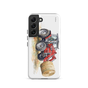 Furrow & Fields Tough case for Samsung® Glossy / Samsung Galaxy S22 Massey Ferguson 3070 Autotronic Watercolor | Tough case for Samsung® Quality Farmers Merch