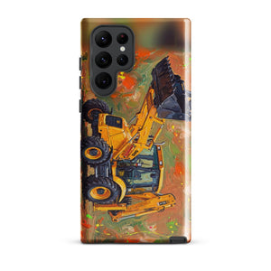 Furrow & Fields Tough case for Samsung® Glossy / Samsung Galaxy S22 Ultra JCB 3CX Sitemaster SRS Splash Art | Tough case for Samsung® Quality Farmers Merch