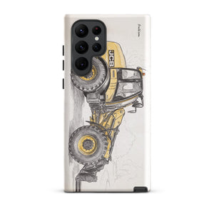 Furrow & Fields Tough case for Samsung® Glossy / Samsung Galaxy S22 Ultra JCB TM420 Pencil Sketch | Tough case for Samsung® Quality Farmers Merch