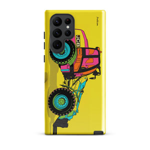 Furrow & Fields Tough case for Samsung® Glossy / Samsung Galaxy S22 Ultra JCB TM420 Pop Art | Tough case for Samsung® Quality Farmers Merch