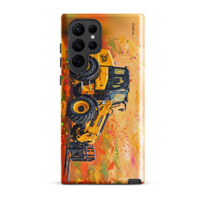 Furrow & Fields Tough case for Samsung® Glossy / Samsung Galaxy S22 Ultra JCB TM420 Splash Art | Tough case for Samsung® Quality Farmers Merch