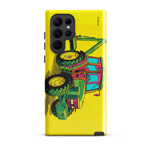 Furrow & Fields Tough case for Samsung® Glossy / Samsung Galaxy S22 Ultra John Deere 6910 with Hedge Cutter Pop Art | Tough case for Samsung® Quality Farmers Merch