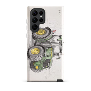 Furrow & Fields Tough case for Samsung® Glossy / Samsung Galaxy S22 Ultra John Deere 6R 250 Pencil Sketch | Tough case for Samsung® Quality Farmers Merch