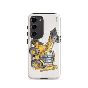 Furrow & Fields Tough case for Samsung® Glossy / Samsung Galaxy S23 JCB 3CX Sitemaster SRS Pencil Sketch | Tough case for Samsung® Quality Farmers Merch