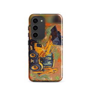 Furrow & Fields Tough case for Samsung® Glossy / Samsung Galaxy S23 JCB 3CX Sitemaster SRS Splash Art | Tough case for Samsung® Quality Farmers Merch