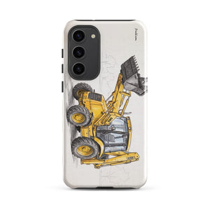Furrow & Fields Tough case for Samsung® Glossy / Samsung Galaxy S23 Plus JCB 3CX Sitemaster SRS Pencil Sketch | Tough case for Samsung® Quality Farmers Merch