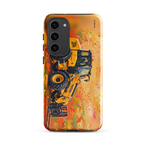 Furrow & Fields Tough case for Samsung® Glossy / Samsung Galaxy S23 Plus JCB TM420 Splash Art | Tough case for Samsung® Quality Farmers Merch