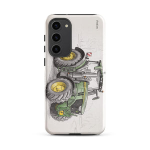 Furrow & Fields Tough case for Samsung® Glossy / Samsung Galaxy S23 Plus John Deere 6R 250 Pencil Sketch | Tough case for Samsung® Quality Farmers Merch