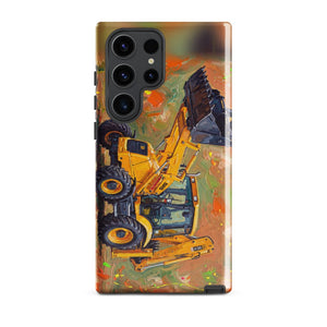 Furrow & Fields Tough case for Samsung® Glossy / Samsung Galaxy S23 Ultra JCB 3CX Sitemaster SRS Splash Art | Tough case for Samsung® Quality Farmers Merch