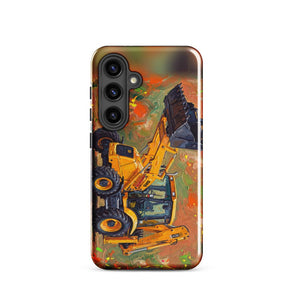 Furrow & Fields Tough case for Samsung® Glossy / Samsung Galaxy S24 JCB 3CX Sitemaster SRS Splash Art | Tough case for Samsung® Quality Farmers Merch