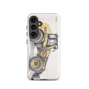Furrow & Fields Tough case for Samsung® Glossy / Samsung Galaxy S24 JCB TM420 Pencil Sketch | Tough case for Samsung® Quality Farmers Merch