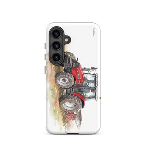 Furrow & Fields Tough case for Samsung® Glossy / Samsung Galaxy S24 Massey Ferguson 6255 Watercolor | Tough case for Samsung® Quality Farmers Merch