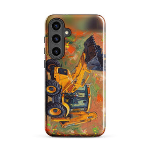 Furrow & Fields Tough case for Samsung® Glossy / Samsung Galaxy S24 Plus JCB 3CX Sitemaster SRS Splash Art | Tough case for Samsung® Quality Farmers Merch