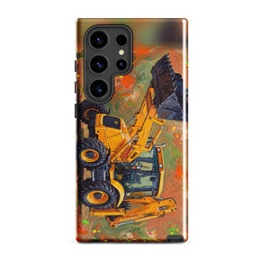 Furrow & Fields Tough case for Samsung® Glossy / Samsung Galaxy S24 Ultra JCB 3CX Sitemaster SRS Splash Art | Tough case for Samsung® Quality Farmers Merch