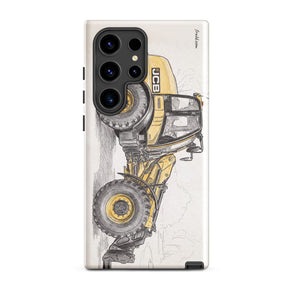 Furrow & Fields Tough case for Samsung® Glossy / Samsung Galaxy S24 Ultra JCB TM420 Pencil Sketch | Tough case for Samsung® Quality Farmers Merch