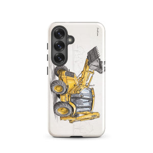 Furrow & Fields Tough case for Samsung® Glossy / Samsung Galaxy S25 JCB 3CX Sitemaster SRS Pencil Sketch | Tough case for Samsung® Quality Farmers Merch
