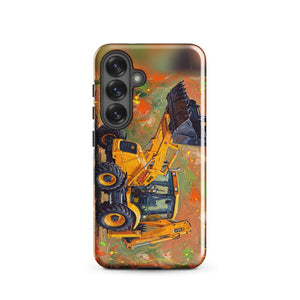 Furrow & Fields Tough case for Samsung® Glossy / Samsung Galaxy S25 JCB 3CX Sitemaster SRS Splash Art | Tough case for Samsung® Quality Farmers Merch