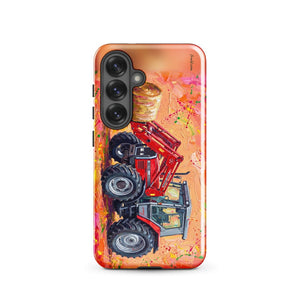 Furrow & Fields Tough case for Samsung® Glossy / Samsung Galaxy S25 Massey Ferguson 3070 Autotronic Splash Art | Tough case for Samsung® Quality Farmers Merch