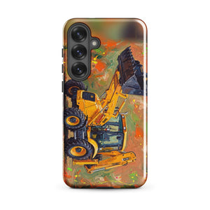 Furrow & Fields Tough case for Samsung® Glossy / Samsung Galaxy S25 Plus JCB 3CX Sitemaster SRS Splash Art | Tough case for Samsung® Quality Farmers Merch
