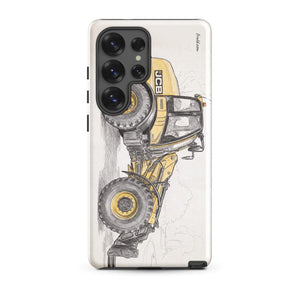 Furrow & Fields Tough case for Samsung® Glossy / Samsung Galaxy S25 Ultra JCB TM420 Pencil Sketch | Tough case for Samsung® Quality Farmers Merch