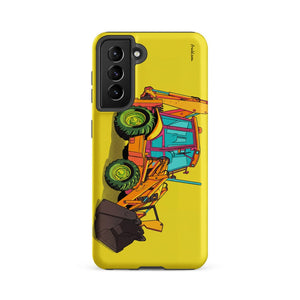 Furrow & Fields Tough case for Samsung® Matte / Samsung Galaxy S21 FE JCB 3CX Sitemaster Plus Pop Art | Tough case for Samsung® Quality Farmers Merch