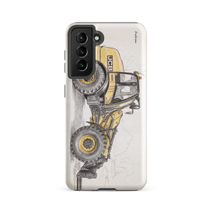 Furrow & Fields Tough case for Samsung® Matte / Samsung Galaxy S21 FE JCB TM420 Pencil Sketch | Tough case for Samsung® Quality Farmers Merch