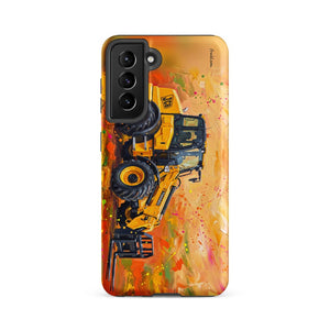 Furrow & Fields Tough case for Samsung® Matte / Samsung Galaxy S21 FE JCB TM420 Splash Art | Tough case for Samsung® Quality Farmers Merch