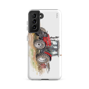 Furrow & Fields Tough case for Samsung® Matte / Samsung Galaxy S21 FE Massey Ferguson 6255 Watercolor | Tough case for Samsung® Quality Farmers Merch