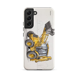 Furrow & Fields Tough case for Samsung® Matte / Samsung Galaxy S22 Plus JCB 3CX Sitemaster SRS Pencil Sketch | Tough case for Samsung® Quality Farmers Merch