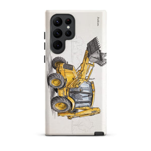 Furrow & Fields Tough case for Samsung® Matte / Samsung Galaxy S22 Ultra JCB 3CX Sitemaster SRS Pencil Sketch | Tough case for Samsung® Quality Farmers Merch