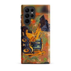 Furrow & Fields Tough case for Samsung® Matte / Samsung Galaxy S22 Ultra JCB 3CX Sitemaster SRS Splash Art | Tough case for Samsung® Quality Farmers Merch