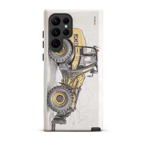 Furrow & Fields Tough case for Samsung® Matte / Samsung Galaxy S22 Ultra JCB TM420 Pencil Sketch | Tough case for Samsung® Quality Farmers Merch
