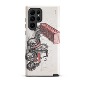 Furrow & Fields Tough case for Samsung® Matte / Samsung Galaxy S22 Ultra Massey Ferguson 6180 Pencil Sketch | Tough case for Samsung® Quality Farmers Merch
