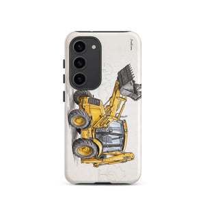 Furrow & Fields Tough case for Samsung® Matte / Samsung Galaxy S23 JCB 3CX Sitemaster SRS Pencil Sketch | Tough case for Samsung® Quality Farmers Merch