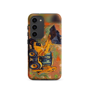Furrow & Fields Tough case for Samsung® Matte / Samsung Galaxy S23 JCB 3CX Sitemaster SRS Splash Art | Tough case for Samsung® Quality Farmers Merch