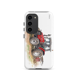 Furrow & Fields Tough case for Samsung® Matte / Samsung Galaxy S23 Massey Ferguson 6255 Watercolor | Tough case for Samsung® Quality Farmers Merch