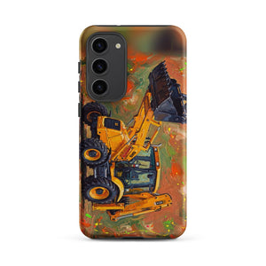 Furrow & Fields Tough case for Samsung® Matte / Samsung Galaxy S23 Plus JCB 3CX Sitemaster SRS Splash Art | Tough case for Samsung® Quality Farmers Merch