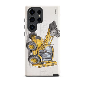Furrow & Fields Tough case for Samsung® Matte / Samsung Galaxy S23 Ultra JCB 3CX Sitemaster SRS Pencil Sketch | Tough case for Samsung® Quality Farmers Merch