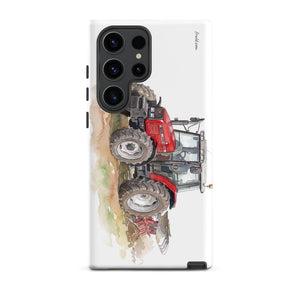 Furrow & Fields Tough case for Samsung® Matte / Samsung Galaxy S23 Ultra Massey Ferguson 6255 Watercolor | Tough case for Samsung® Quality Farmers Merch