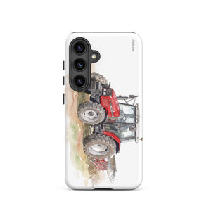 Furrow & Fields Tough case for Samsung® Matte / Samsung Galaxy S24 Massey Ferguson 6255 Watercolor | Tough case for Samsung® Quality Farmers Merch