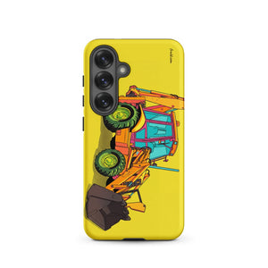 Furrow & Fields Tough case for Samsung® Matte / Samsung Galaxy S25 JCB 3CX Sitemaster Plus Pop Art | Tough case for Samsung® Quality Farmers Merch