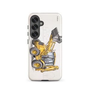 Furrow & Fields Tough case for Samsung® Matte / Samsung Galaxy S25 JCB 3CX Sitemaster SRS Pencil Sketch | Tough case for Samsung® Quality Farmers Merch