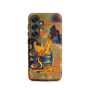 Furrow & Fields Tough case for Samsung® Matte / Samsung Galaxy S25 JCB 3CX Sitemaster SRS Splash Art | Tough case for Samsung® Quality Farmers Merch