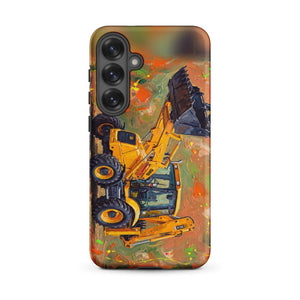 Furrow & Fields Tough case for Samsung® Matte / Samsung Galaxy S25 Plus JCB 3CX Sitemaster SRS Splash Art | Tough case for Samsung® Quality Farmers Merch