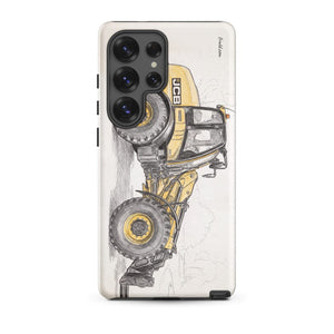 Furrow & Fields Tough case for Samsung® Matte / Samsung Galaxy S25 Ultra JCB TM420 Pencil Sketch | Tough case for Samsung® Quality Farmers Merch